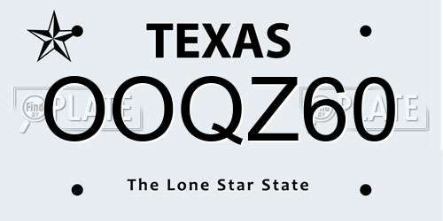 OOQZ60 Texas License Plate