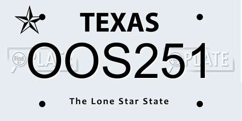 OOS251 Texas License Plate