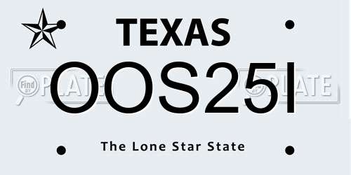 OOS25I Texas License Plate