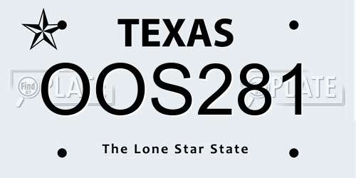 OOS281 Texas License Plate