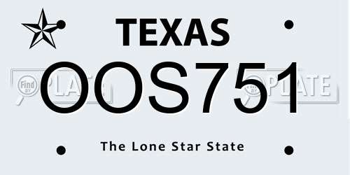 OOS751 Texas License Plate