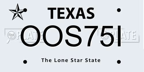 OOS75I Texas License Plate