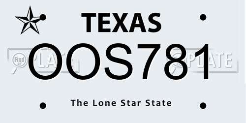 OOS781 Texas License Plate