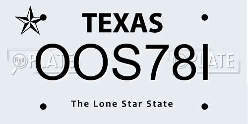 OOS78I Texas License Plate