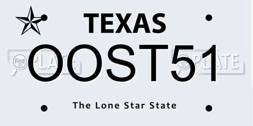 OOST51 Texas License Plate