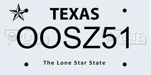 OOSZ51 Texas License Plate