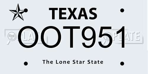 OOT951 Texas License Plate