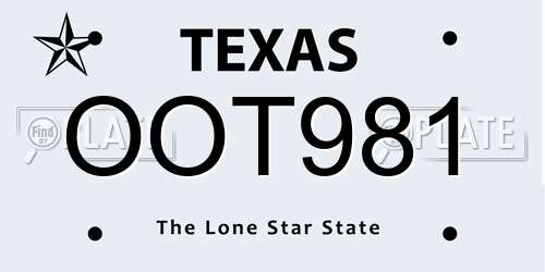 OOT981 Texas License Plate