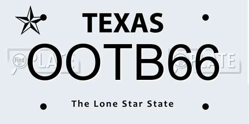 OOTB66 Texas License Plate