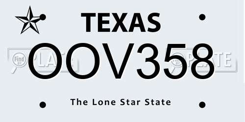 OOV358 Texas License Plate