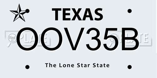 OOV35B Texas License Plate