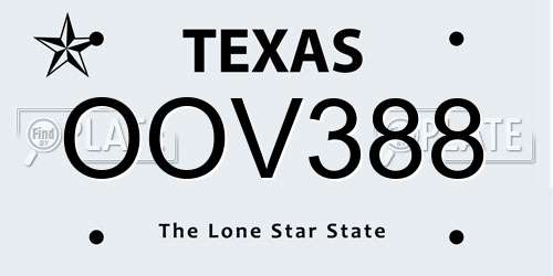 OOV388 Texas License Plate