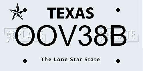 OOV38B Texas License Plate