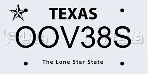 OOV38S Texas License Plate