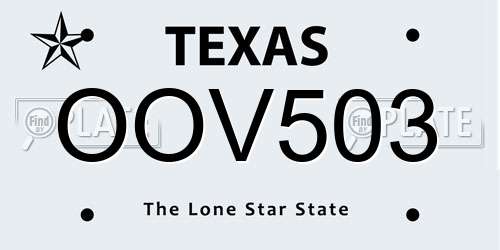OOV503 Texas License Plate