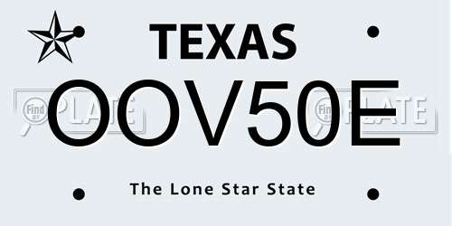 OOV50E Texas License Plate