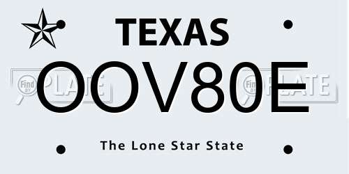 OOV80E Texas License Plate