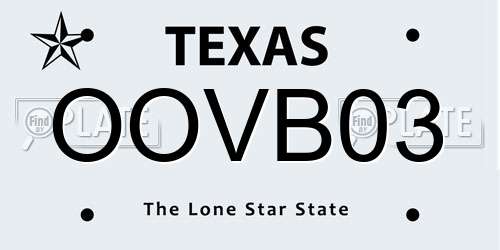 OOVB03 Texas License Plate