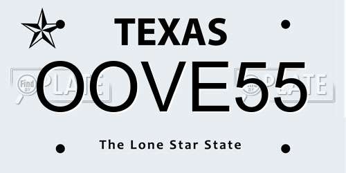OOVE55 Texas License Plate