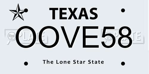 OOVE58 Texas License Plate