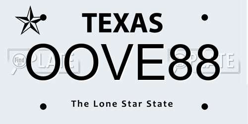 OOVE88 Texas License Plate