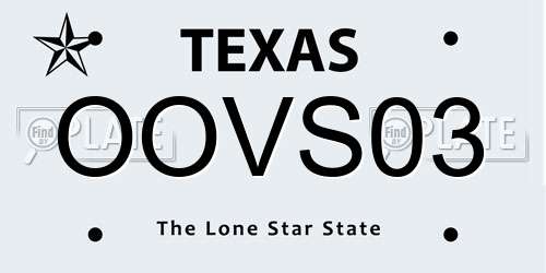 OOVS03 Texas License Plate
