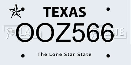 OOZ566 Texas License Plate