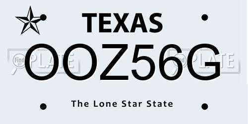 OOZ56G Texas License Plate