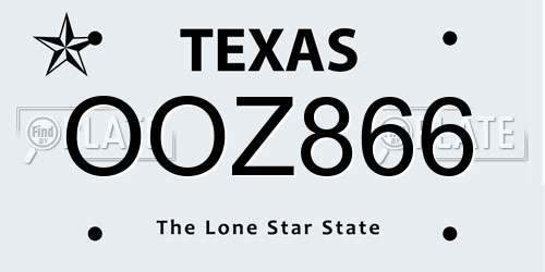 OOZ866 Texas License Plate