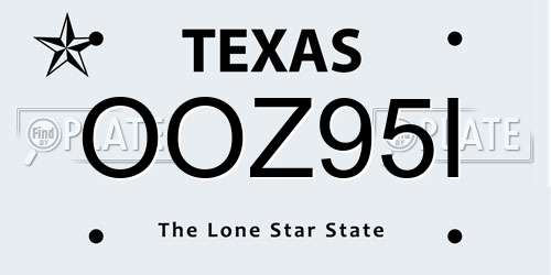 OOZ95I Texas License Plate