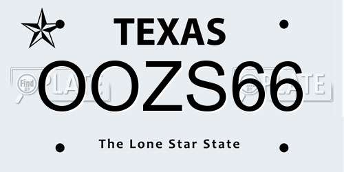 OOZS66 Texas License Plate