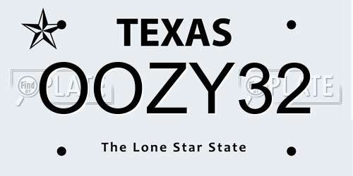 OOZY32 Texas License Plate