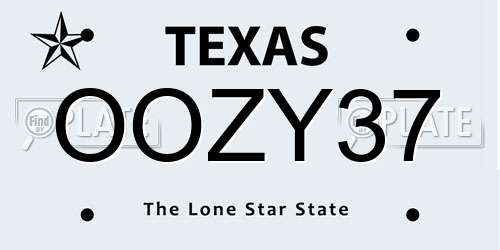 OOZY37 Texas License Plate