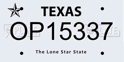 OP15337 Texas License Plate