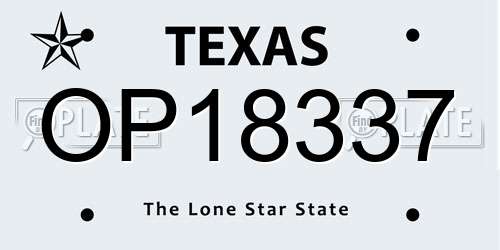 OP18337 Texas License Plate