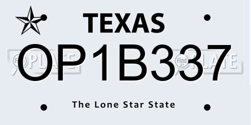 OP1B337 Texas License Plate