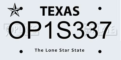 OP1S337 Texas License Plate