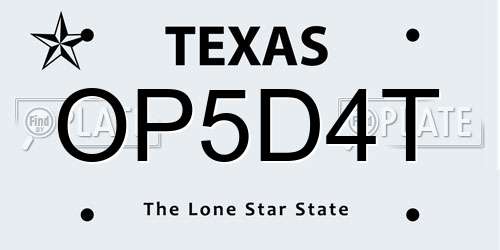 OP5D4T Texas License Plate