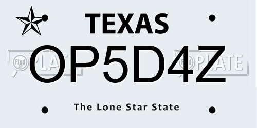 OP5D4Z Texas License Plate