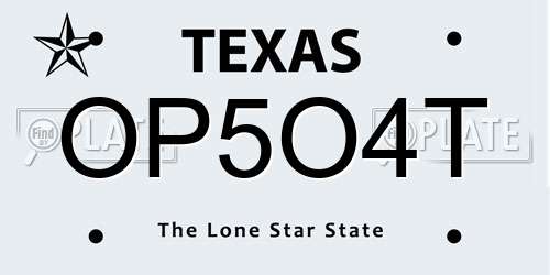 OP5O4T Texas License Plate