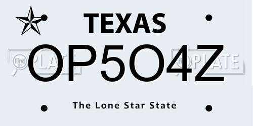 OP5O4Z Texas License Plate