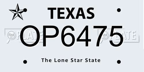 OP6475 Texas License Plate