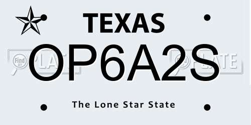 OP6A2S Texas License Plate