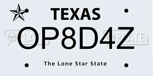 OP8D4Z Texas License Plate