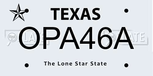 OPA46A Texas License Plate