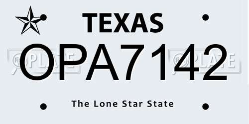 OPA7142 Texas License Plate