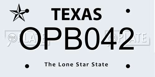 OPB042 Texas License Plate