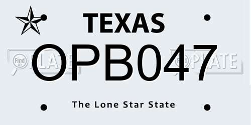 OPB047 Texas License Plate
