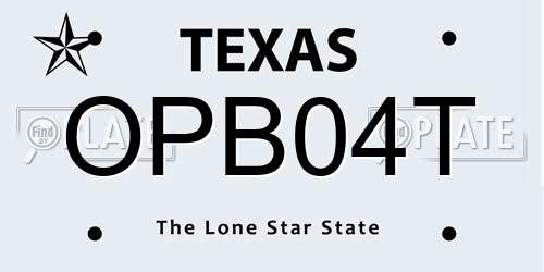 OPB04T Texas License Plate