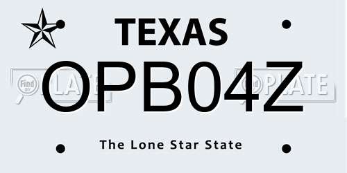 OPB04Z Texas License Plate